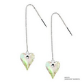 Adjustable Crystal Luminous Green F Wild Heart Earrings Made with Swarovski Elements